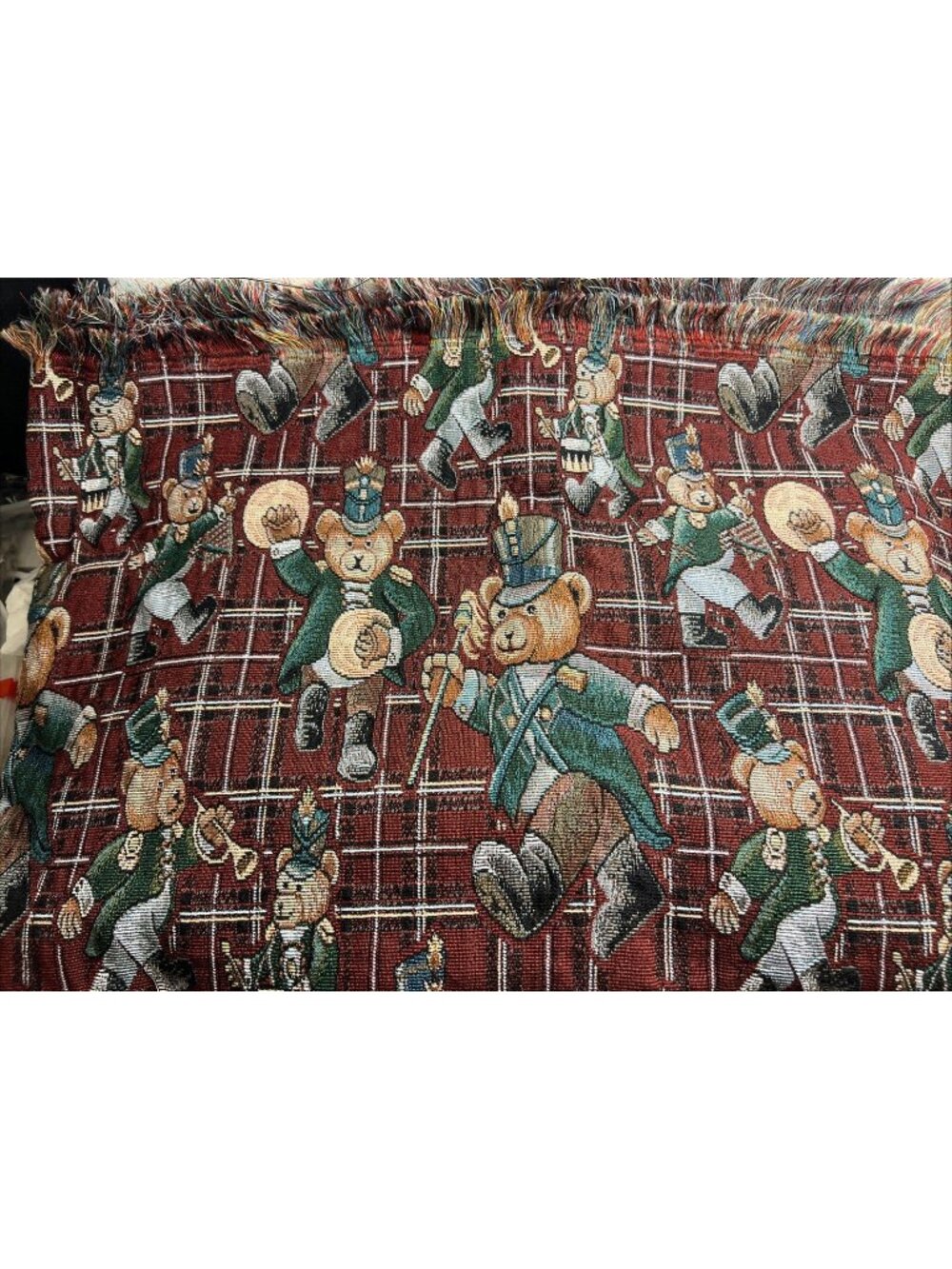Vintage Musical Teddy Bear Tapestry Woven Upholstery Fabric 1 3/4 yards x 54"